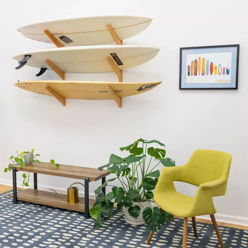 TidyTimber Estante de madera para guardar tablas de surf | Capacidad para 3 tablas de surf