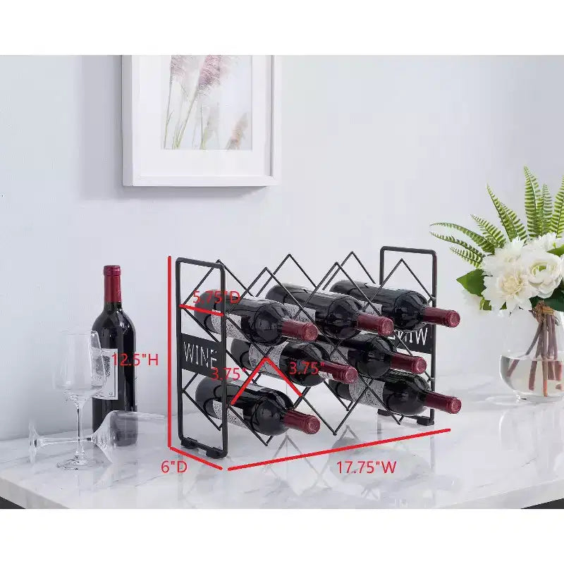 Botellero de encimera, soporte para botellas de vino para cocina y bar - Peltre - No requiere montaje