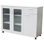 Aparador servidor Prescott, mueble de cocina con estantes ajustables y cajón, blanco