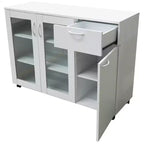 Aparador servidor Prescott, mueble de cocina con estantes ajustables y cajón, blanco