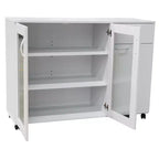 Aparador servidor Prescott, mueble de cocina con estantes ajustables y cajón, blanco