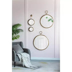 Espejo de pared redondo de 22 x 28 pulgadas con marco de hierro dorado
