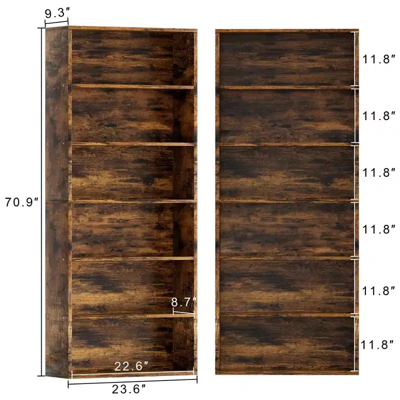 Estantería abierta de 6 niveles y estantes para libros, estantes de exhibición de pie de 180 cm de alto para oficina en casa, sala de estar