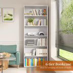 Estantería abierta de 6 niveles y estantes para libros, estantes de exhibición de pie de 180 cm de alto para oficina en casa, sala de estar