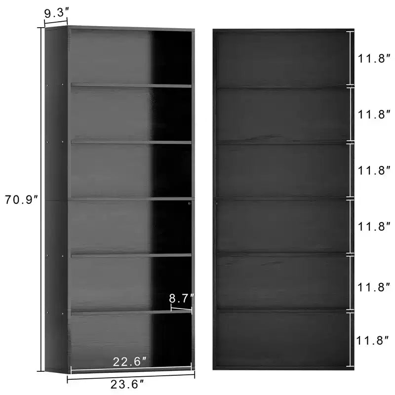 Estantería abierta de 6 niveles y estantes para libros, estantes de exhibición de pie de 180 cm de alto para oficina en casa, sala de estar