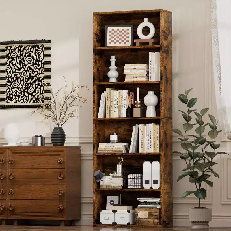 Estantería abierta de 6 niveles y estantes para libros, estantes de exhibición de pie de 180 cm de alto para oficina en casa, sala de estar
