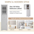 Armario alto de madera moderno Leona, independiente, para baño, con cajón, puerta de acrílico y estante ajustable
