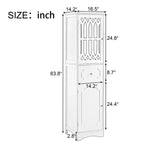Armario alto de madera moderno Leona, independiente, para baño, con cajón, puerta de acrílico y estante ajustable