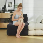 Sofá cama plegable, silla convertible con almohada, bolsillo lateral y respaldo C, tumbona portátil, colchón plegable