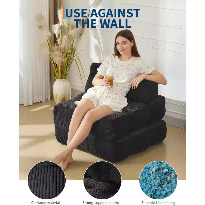 Sofá cama plegable, silla convertible con almohada, bolsillo lateral y respaldo C, tumbona portátil, colchón plegable