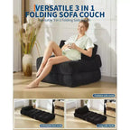 Sofá cama plegable, silla convertible con almohada, bolsillo lateral y respaldo C, tumbona portátil, colchón plegable