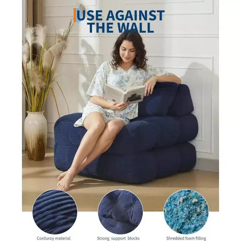 Sofá cama plegable, silla convertible con almohada, bolsillo lateral y respaldo C, tumbona portátil, colchón plegable