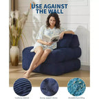Sofá cama plegable, silla convertible con almohada, bolsillo lateral y respaldo C, tumbona portátil, colchón plegable