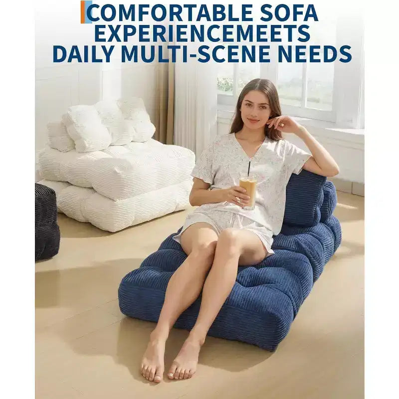 Sofá cama plegable, silla convertible con almohada, bolsillo lateral y respaldo C, tumbona portátil, colchón plegable