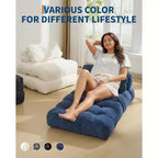 Sofá cama plegable, silla convertible con almohada, bolsillo lateral y respaldo C, tumbona portátil, colchón plegable