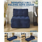 Sofá cama plegable, silla convertible con almohada, bolsillo lateral y respaldo C, tumbona portátil, colchón plegable