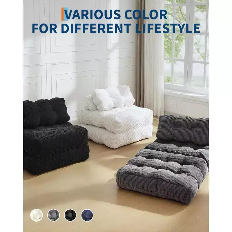 Sofá cama plegable, silla convertible con almohada, bolsillo lateral y respaldo C, tumbona portátil, colchón plegable