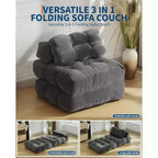 Sofá cama plegable, silla convertible con almohada, bolsillo lateral y respaldo C, tumbona portátil, colchón plegable