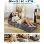 Sofá cama plegable, silla convertible con almohada, bolsillo lateral y respaldo C, tumbona portátil, colchón plegable