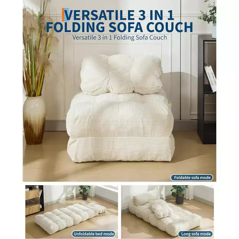 Sofá cama plegable, silla convertible con almohada, bolsillo lateral y respaldo C, tumbona portátil, colchón plegable