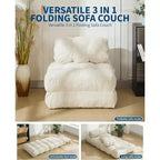 Sofá cama plegable, silla convertible con almohada, bolsillo lateral y respaldo C, tumbona portátil, colchón plegable