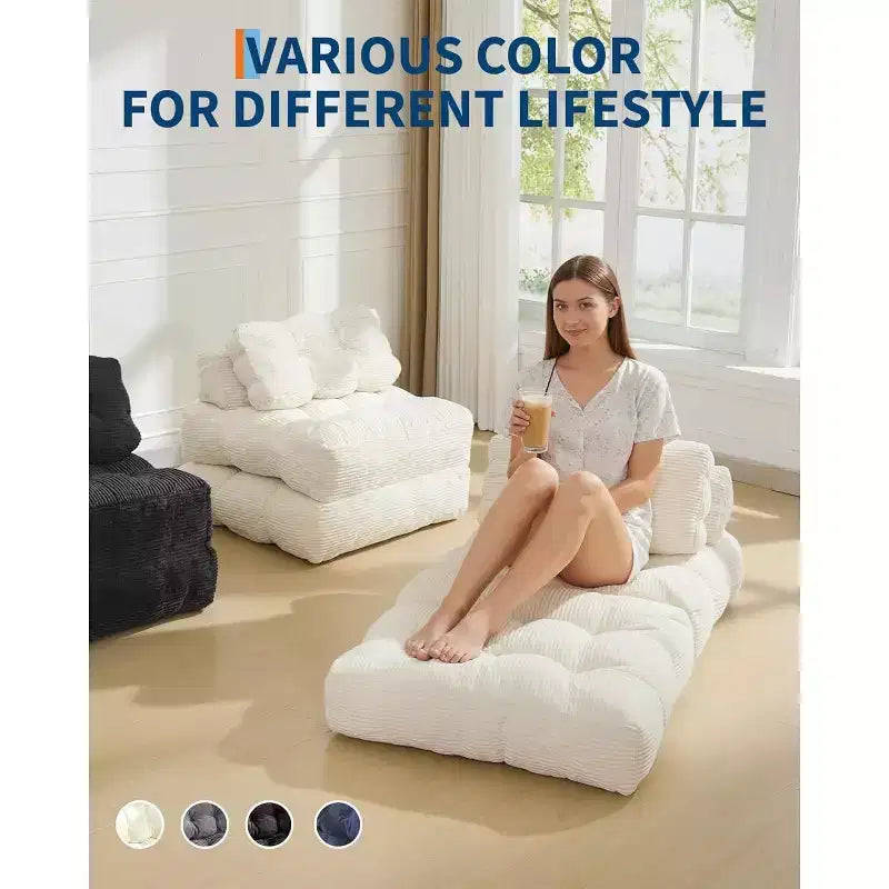Sofá cama plegable, silla convertible con almohada, bolsillo lateral y respaldo C, tumbona portátil, colchón plegable