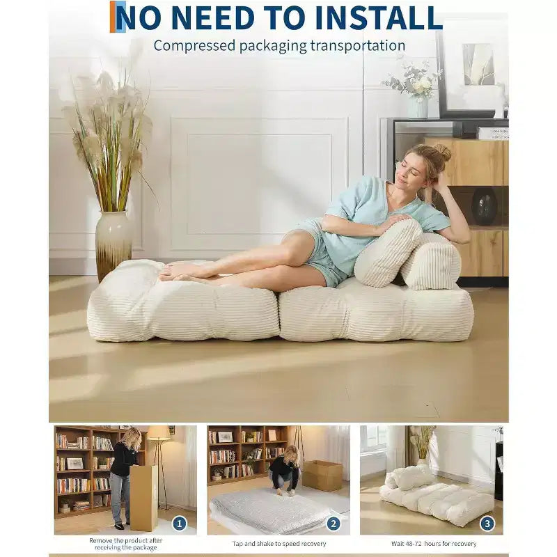 Sofá cama plegable, silla convertible con almohada, bolsillo lateral y respaldo C, tumbona portátil, colchón plegable