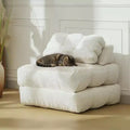 Folding Sofa Bed Convertible Sleeper Chair with Pillow, Side Pocket & Back Support C Portable Floor Lounger, Collapsible Mattress