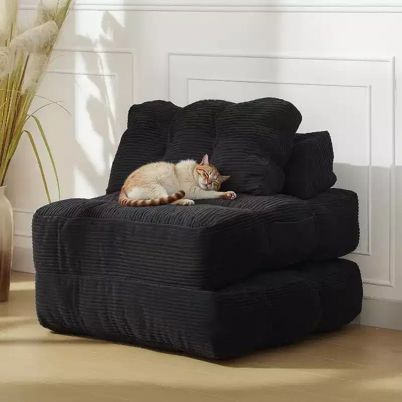 Sofá cama plegable, silla convertible con almohada, bolsillo lateral y respaldo C, tumbona portátil, colchón plegable