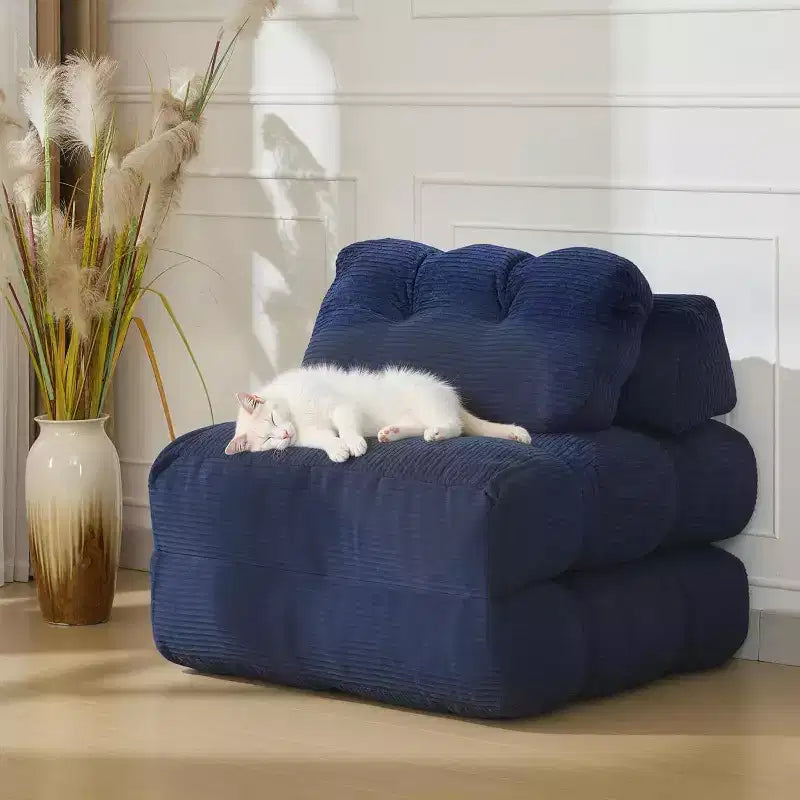Sofá cama plegable, silla convertible con almohada, bolsillo lateral y respaldo C, tumbona portátil, colchón plegable