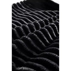 Sofá seccional, diván en forma de U, asiento profundo, bolsillos laterales, tela de felpa, sin montaje, negro, orientación derecha