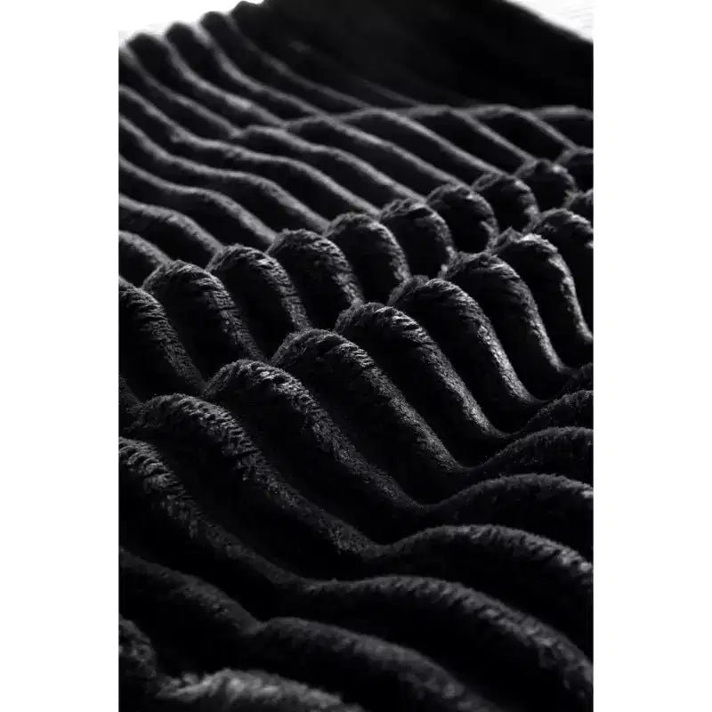 Sofá seccional, diván en forma de U, asiento profundo, bolsillos laterales, tela de felpa, sin montaje, negro, orientación derecha
