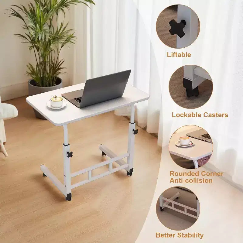 Escritorio pequeño de pie con ruedas, mesa portátil ajustable en altura para ordenador portátil, escritorio pequeño con ruedas, para oficina en casa, estudio, dormitorio