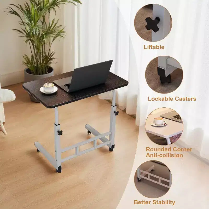 Escritorio pequeño de pie con ruedas, mesa portátil ajustable en altura para ordenador portátil, escritorio pequeño con ruedas, para oficina en casa, estudio, dormitorio