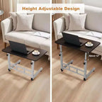 Escritorio pequeño de pie con ruedas, mesa portátil ajustable en altura para ordenador portátil, escritorio pequeño con ruedas, para oficina en casa, estudio, dormitorio