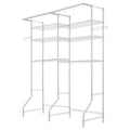 VIYET 6-Tier Adjustable Over Washer Dryer Shelf,Hanger Rod & Hooks,White Laundry Space Saver