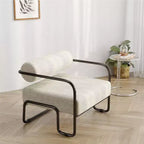Sillón de pana, sofá individual perezoso con estructura de hierro, respaldo y reposabrazos integrados, patas antideslizantes, sillón de ocio para balcón, sala de estar