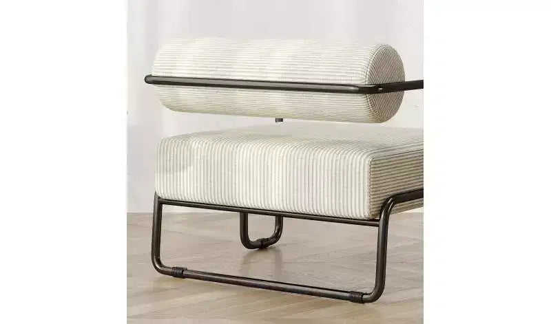 Sillón de pana, sofá individual perezoso con estructura de hierro, respaldo y reposabrazos integrados, patas antideslizantes, sillón de ocio para balcón, sala de estar