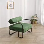 Sillón de pana, sofá individual perezoso con estructura de hierro, respaldo y reposabrazos integrados, patas antideslizantes, sillón de ocio para balcón, sala de estar