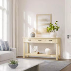 Mesa de entrada rústica, mesa consola de 3 niveles con 3 cajones de almacenamiento, mesa de sofá de madera de 54 pulgadas para recibidor, sala de estar, mesa de pasillo
