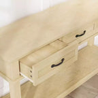 Mesa de entrada rústica, mesa consola de 3 niveles con 3 cajones de almacenamiento, mesa de sofá de madera de 54 pulgadas para recibidor, sala de estar, mesa de pasillo