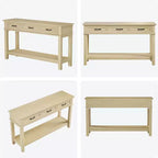 Mesa de entrada rústica, mesa consola de 3 niveles con 3 cajones de almacenamiento, mesa de sofá de madera de 54 pulgadas para recibidor, sala de estar, mesa de pasillo