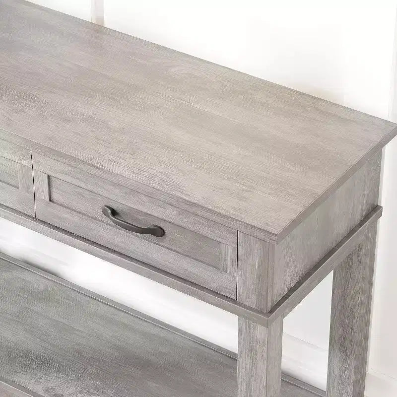 Mesa de entrada rústica, mesa consola de 3 niveles con 3 cajones de almacenamiento, mesa de sofá de madera de 54 pulgadas para recibidor, sala de estar, mesa de pasillo
