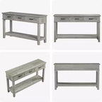 Mesa de entrada rústica, mesa consola de 3 niveles con 3 cajones de almacenamiento, mesa de sofá de madera de 54 pulgadas para recibidor, sala de estar, mesa de pasillo