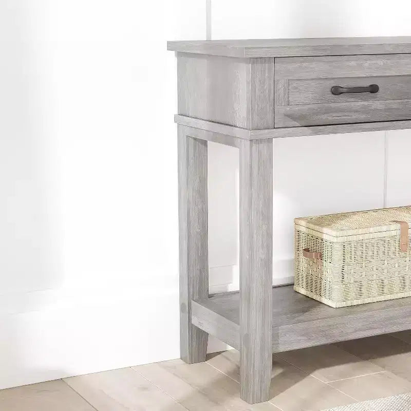 Mesa de entrada rústica, mesa consola de 3 niveles con 3 cajones de almacenamiento, mesa de sofá de madera de 54 pulgadas para recibidor, sala de estar, mesa de pasillo