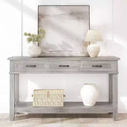Farmhouse Entryway Table, 3 Tier Console Table with 3 Storage Drawers, 54 Wooden Sofa Table for Entryway Living Room,Hallway Table