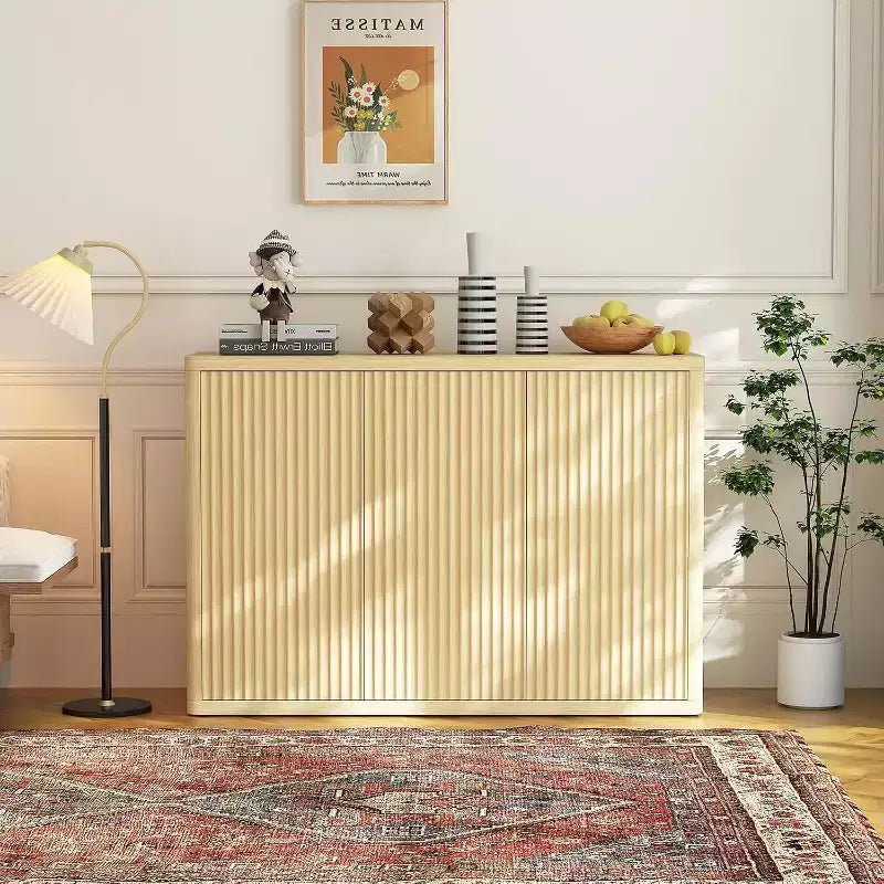 Acekool 46.7 Buffet Cabinet, Modern Storage Sideboard with Adjustable Shelves, Wavy Doors, for Dining or Living Room
