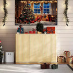 Armario buffet de 46.7", aparador moderno de almacenamiento con estantes ajustables, puertas onduladas, para comedor o sala de estar