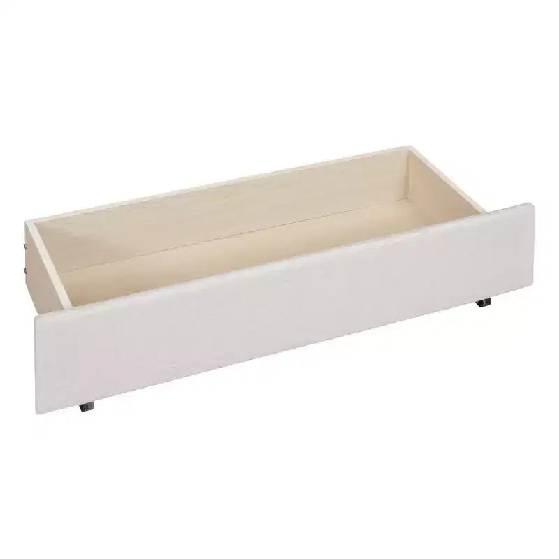 Cama moderna tapizada con plataforma, 2 cajones y 1 cama nido