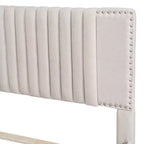 Cama moderna tapizada con plataforma, 2 cajones y 1 cama nido